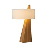 Obelisk Table Lamp by Nova of California - Natural Ash Wood & White Cotton-Linen Shade, Mid-Century Modern Table Lamp for Living Rooms, & Home Décor