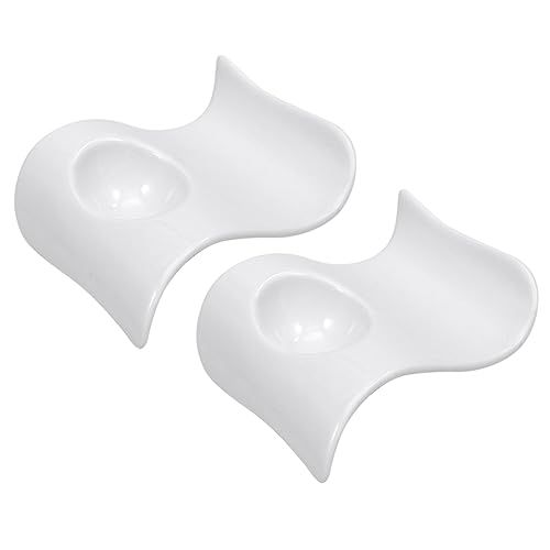 COLLBATH 2pcs Ceramic Egg Cup Egg Stands Cup and Saucer Display Stand Boiled Egg Serving Egg Serving Cup Hard Boiled Egg Breakfast Tray Egg Storage Cup Egg Holder Egg Cups White Ceramics