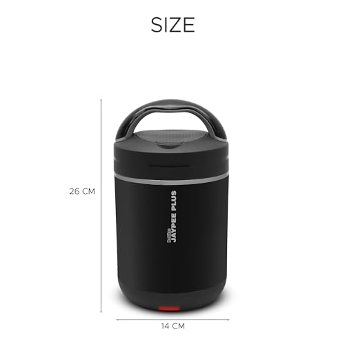 Jaypee Plus Hottline 3-320X3 ml Inner Stainless Steel |Outer Plastic Body|Electric Lunch Box for Offfice|Shockproof Design|BPA Free|Reheat Food in 30 Minutes|Convenience case for Power Cord,Black