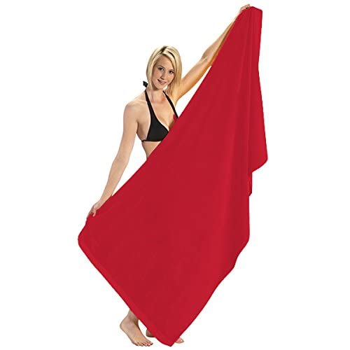 Towelsoft Jumbo Size Terry Velour Beach Towel 36"X72"-Red #TOP1