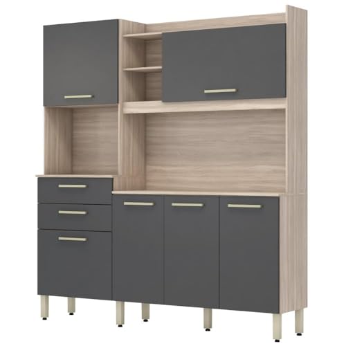 Armário de Cozinha 6 Portas 2 Gavetas Select Demobile Avena Grafito