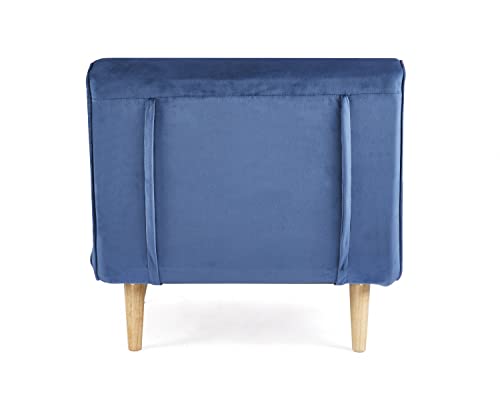 Sofá cama individual de terciopelo azul convertible en sillón cama 7