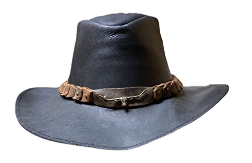 KAKADU Brumby Shapeable Leather Hat (Black, Small)