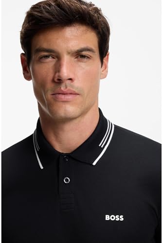 Boss Para Hombre. 50506193 Polo Paul Negro (M), Casual, AlgodóN, Manga Corta - 5