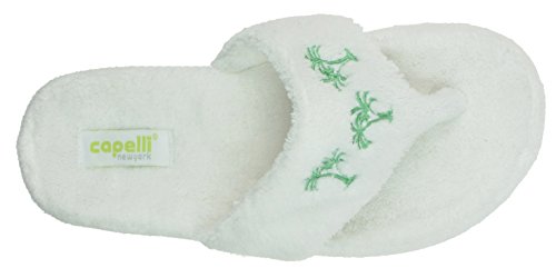 Capelli New York Ladies Palm Trees Design Indoor Slippers White Large4