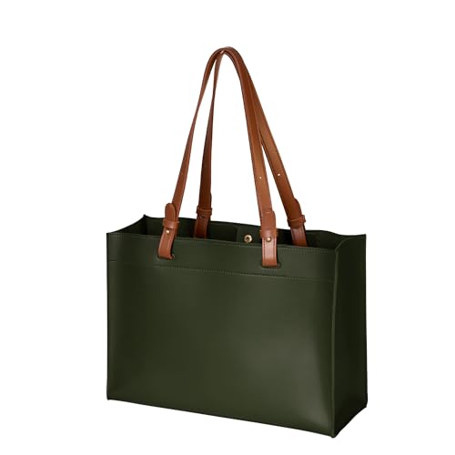 SUNLIGHT LEAVES Vegan Leather Convertible Tote Bag For Women (Green)