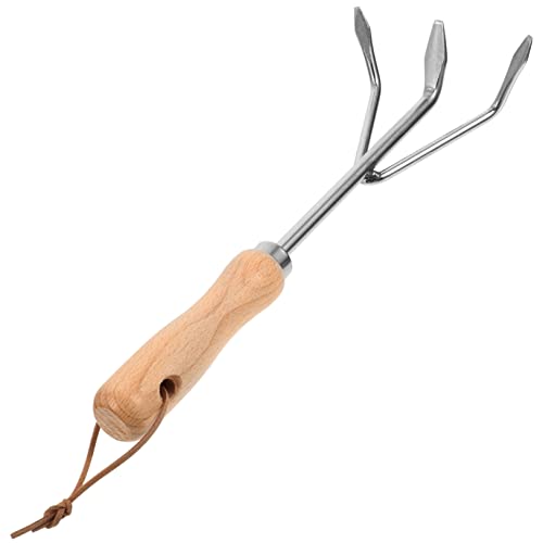 KONTONTY Râteau De Jardin Acier Inoxydable Multi-Fonctionnel avec Manche Outil De Jardinage pour Plantation Désherbage Et Aération du Sol