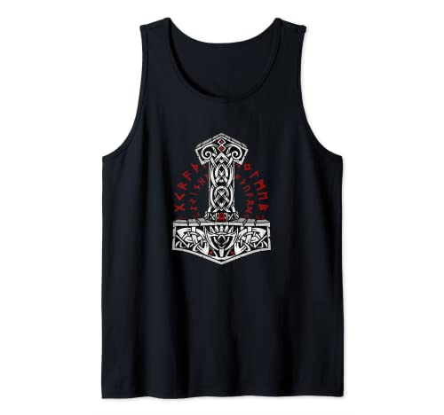 Mjolnir Norse Viking Mythologie Warrior Hammer símbolo nórdico Camiseta sin Mangas