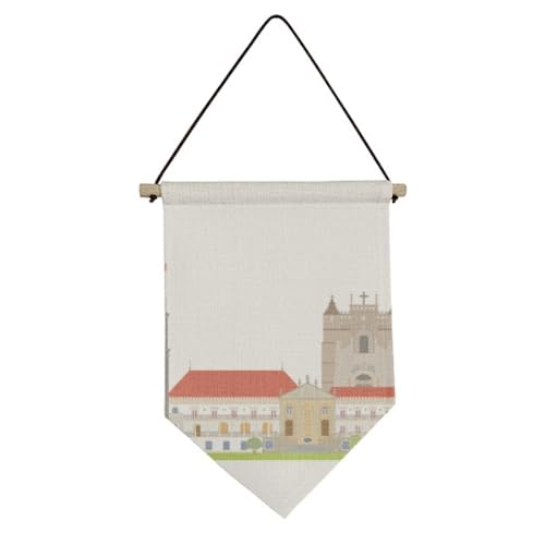 Drapeau Portugal Coimbra en toile suspendu, finition artisanale haut de gamme
