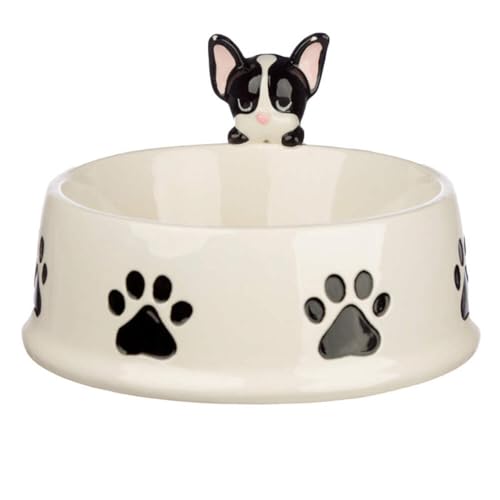 Puckator Dog Squad French Bulldog on Rim Ceramic Pet Food Wa
