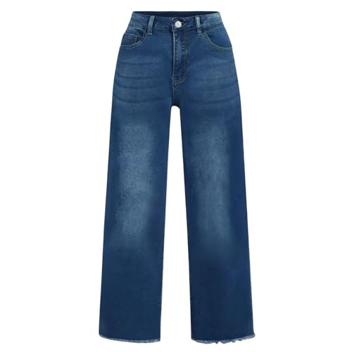 Women's Wide Leg Jeans Casual Stretchy Mid Rise Denim Pants Loose Fit Jeans Vintage Zipper Denim Pants with Pockets2