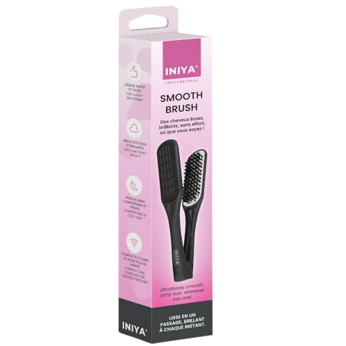 Szczotka do prostowania włosów - szczotka do prostowania włosów | Iniya Smooth Brush | Szczotka dwustronna | Redukuje puszenie się i nadaje połysk | Francuska marka