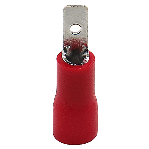 Baomain Red Male Insulated Spade Wire Connector Electrical Crimp Terminal 18-22 Awg 2.8 X 0.5Mm Pack Of 100 #TOP2