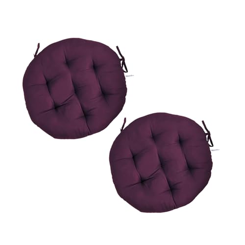 Maatrikaa Soft & Comfortable Cotton Chair Cushion Pad with Ties for Office/Home | Hip Support Circular 18 Inches (Wine, Pack of 2)
