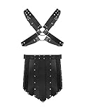 FEESHOW Men's X-Shaped Leather Chest Body Harness with Skirt Panty Adjustable Black
