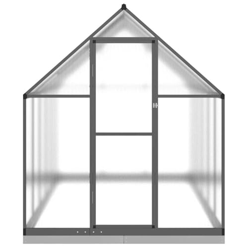 vidaXL Gewächshaus mit Fundamentrahmen, Pflanzenhaus mit Dachrinnensystem Flügeltür, Treibhaus für Pflanzen, Frühbeet, Anthrazit Aluminimum – Bild 5