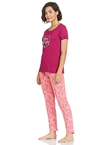 Image of Rupa Women's Cotton Digital Print Pajama Set Pack of 1 (1352A01-BERRY- Berry XL)