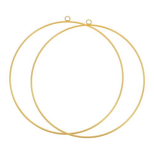 Aro floral de metal PATIKIL de 12 pulgadas para manualidades de macramé dorados 2 piezas