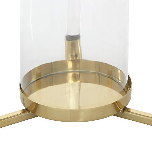 The Novogratz Stainless Steel Decorative Candle Lantern With Acrylic Accents, 11" X 11" X 18", Gold #TOP5
