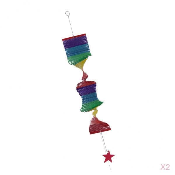 UJEAVETTE 2Pc Rainbow Color Spiral Wind Twister Garden Park Tent Charm Hanging Spinner-image-37