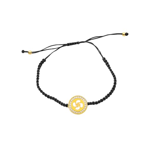Bracelet macramé plaqué or anti-noircissement Lauburu zircon ajustable