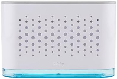 Minky Slimline Sink Tidy, Caddy With Removable Drip Tray, Storage Organiser, Brush and Sponge Holder for Kitchen, Cleaning Organiser, Made in The UK (White/Light Grey)