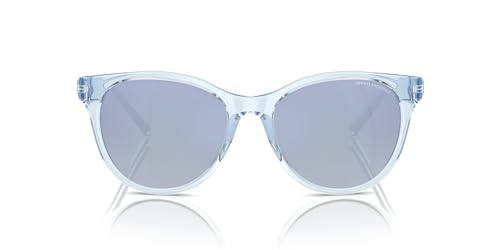 Armani Exchange A|X AX4144SU Universal Fit Sunglasses, Shiny Transparent Blue/Gradient Blue Mirrored White, 54 mm