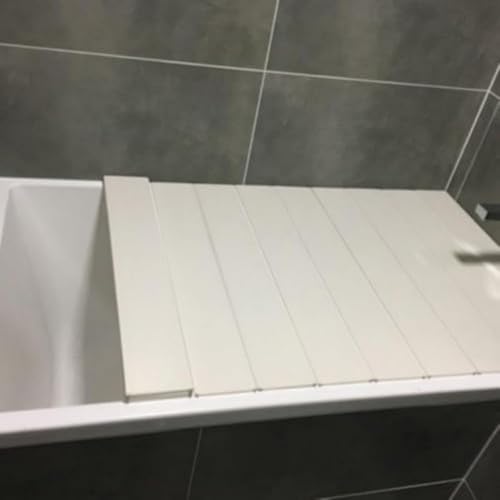 WhiteForest お風呂 蓋 カバー 浴室 抗菌 風呂ふた バスタブふた 折りたたみ ふろふた おしゃれ ホワイト 浴槽ふた 保温 防カビ 防塵 置物 (長さ150 cm,奥行75 cm)