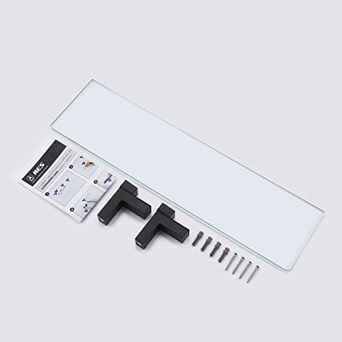 Kes Bathroom Shelf 19.6 Inch Rectangle Floating Glass Wall Shelf Tempered Glass Matte Black Finish thumb #8