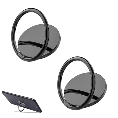 Lot de 2 Anneau Telephone Portable, Anneau de Support pour Téléphone Portable, Ring Holder Rotation 360 Degrés et Inclinaison 180 Degrés, Compatibilité Universelle pour Smartphones, Design Durable