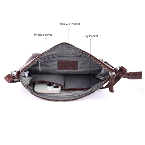 Image of LEDERBUCK Olga Women's Extra-Large Genuine Leather Crossbody Purse - Soft Triple-Zip Shoulder Bag
