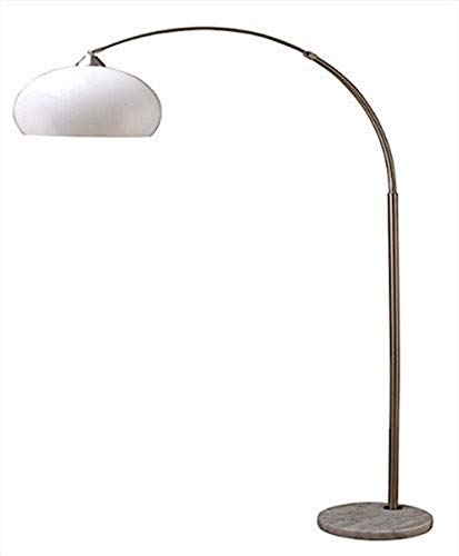 ORE International 6937SN Modern Silver Arc Floor Lamp on White Marble Base, 76-Inch Height