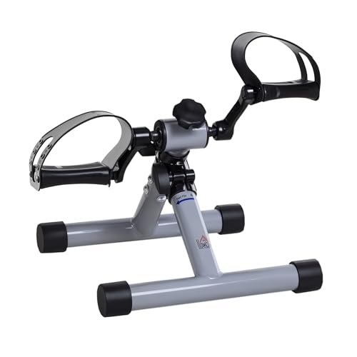 HOMCOM Mini Heimtrainer Beintrainer Fitness Pedaltrainer Armtrainer faltbar Mini-Bike stufenloser Widerstand für Hilfsrehabilitation und Mobilität Stahl Silbergrau 33 x 34 x 32 cm