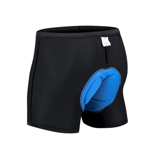 Youery Mutande da ciclismo con imbottitura, Blu, M