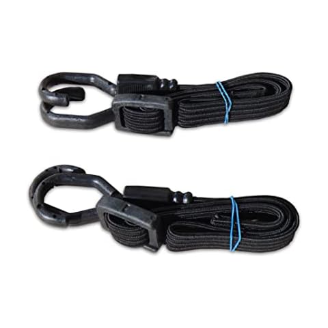 Dock N Stow Set of 2 Flat Adjustable Bungee Cords .7" X 24 Inches with Perpendicular Hooks Cover