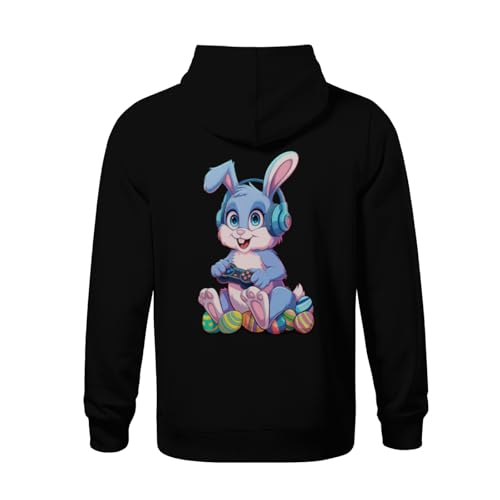 Kids Funny Happy Easter Day Rabbit Gamer Egg Boys Girls Lightweight Kangaroo Pocket Hoodies3