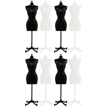 8Pcs Mini Doll Mannequin Dress Forms 8.26" Detachable Black & White Display Stands for Vintage Doll Clothes, Space-Saving Storage & Sewing Practice for Kids & Collectors
