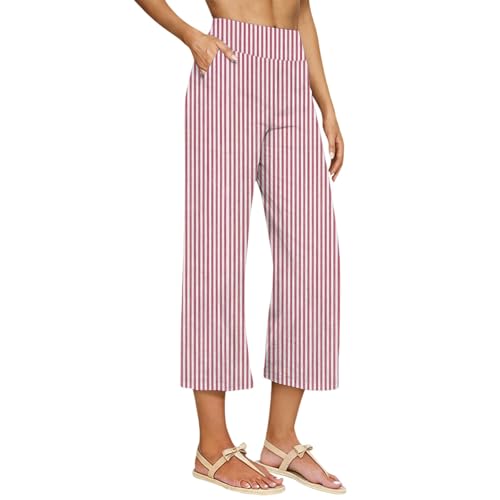 Pantalon court taille haute contre la chaleur été imprimé confortable