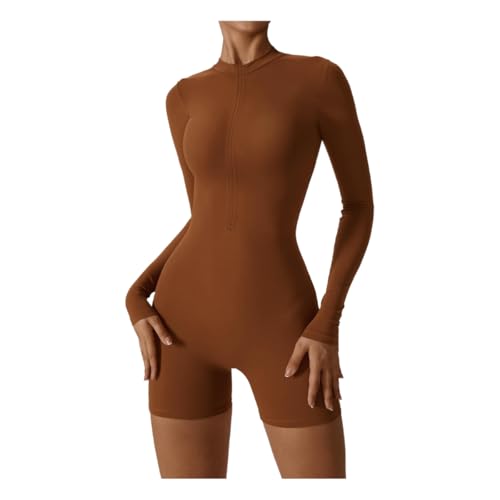 Mono de yoga para mujer deportivo sexy con cuello abierto y manga larga ajustable 2