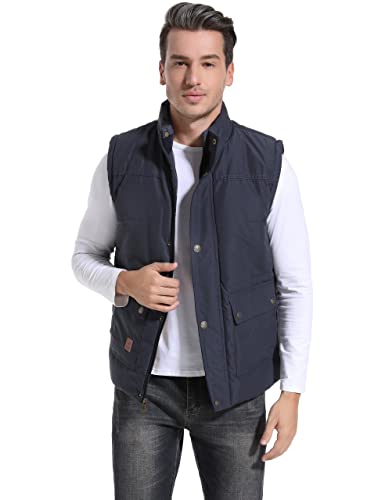 Flygo Men's Winter Warm Outdoor Padded Puffer Vest Thick Fleece Lined Sleeveless Jacket2