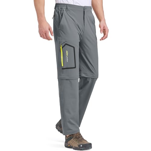 Mens Hiking Pants Convertible Quick Dry Lightweight Zip Off Outdoor Fishing Safari Pants (818 Dark Grey 38)