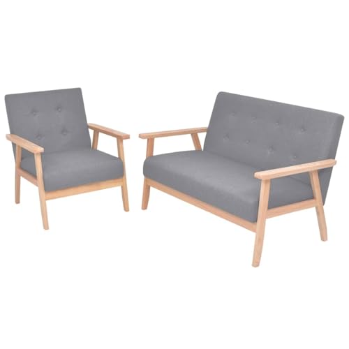 Juego de sofá retro de 2 piezas para un salón acogedor con acolchado cómodo de tela 2