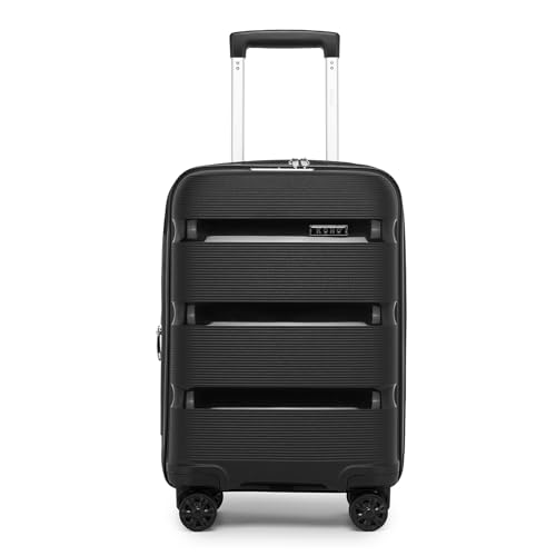 Kono Carry On Luggage 20 Inch Expandable 22x14x9 Airline Approved Hard Shell Travel Trolley 4 Spinner Wheels Lightweight Polypropylene Suitcase with TSA Lock, Black
