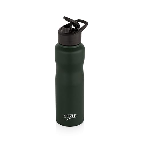 Image of Sizzle Orbit 750 ml Stainless Steel Water Bottle - Leakproof & Lightweight Fridge Bottle - for Gym, Office, School & Home - BPA Free, Easy to Clean (Dark Green)