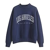 Ollysqiar Autumn Winter O Neck Solid Color Prints Long Sleeve Pullover,clearence,sales online shopping,deals warehouse,clearance womens clothing Navy