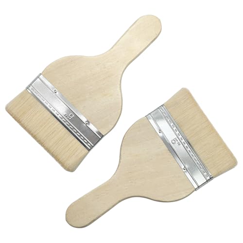 NGe 5" Goat Hair Brush, Large Area Flat Brushes, for Paint, Chip Paint, Stains, Varnishes, Water Color and Acrylic Paint, 2 Pieces