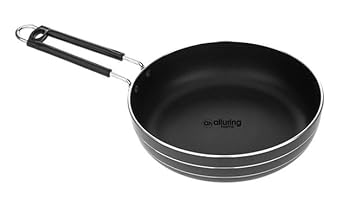 Alluring Homz Aluminium Hard Anodised Fry Pan Plain Base Non Stick Fry Pan with Induction Base with Stainless Steel Black bakelight Handle 1000 ML (Pack of 1)
