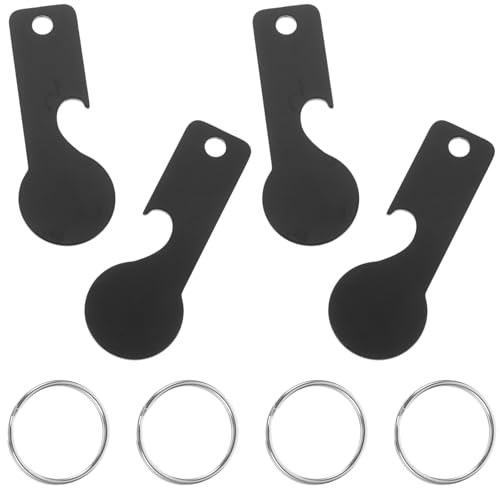 OSALADI 4piezas Colgante Abridor De Botellas Llavero De Fichas De Carrito De Inoxidable Extractor Práctico para Supermercado