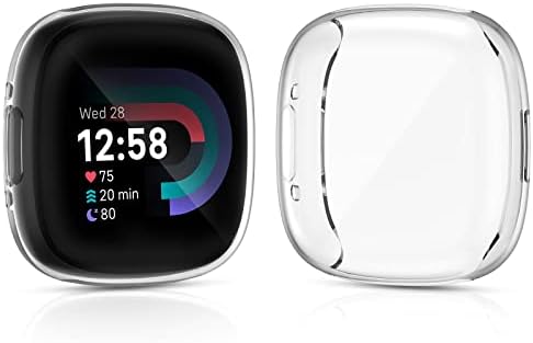 KIMILAR (2 Pack Screen Protector compatible with Fitbit Versa 4, Fitbit Sense 2, Soft TPU Full Coverage Screen Cover Case compatible with Fitbit Sense 2, Fitbit Versa 4 Smartwatch