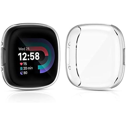 KIMILAR (2 Pack Screen Protector compatible with Fitbit Versa 4, Fitbit Sense 2, Soft TPU Full Coverage Screen Cover Case compatible with Fitbit Sense 2, Fitbit Versa 4 Smartwatch Cover